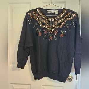 Vintage Beaded Holiday Sweater
